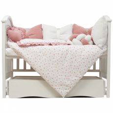 Постільний комплект 6 ел Twins Love 4020-TL-24, powder pink, 120 × 60 см, шерсть велюр / бавовна (сатин)